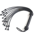 Real Cowhide Leather Cat-o-Nine Tails Flogger 9 Braided Knotted Falls | Black Heavy Duty BDSM Whip