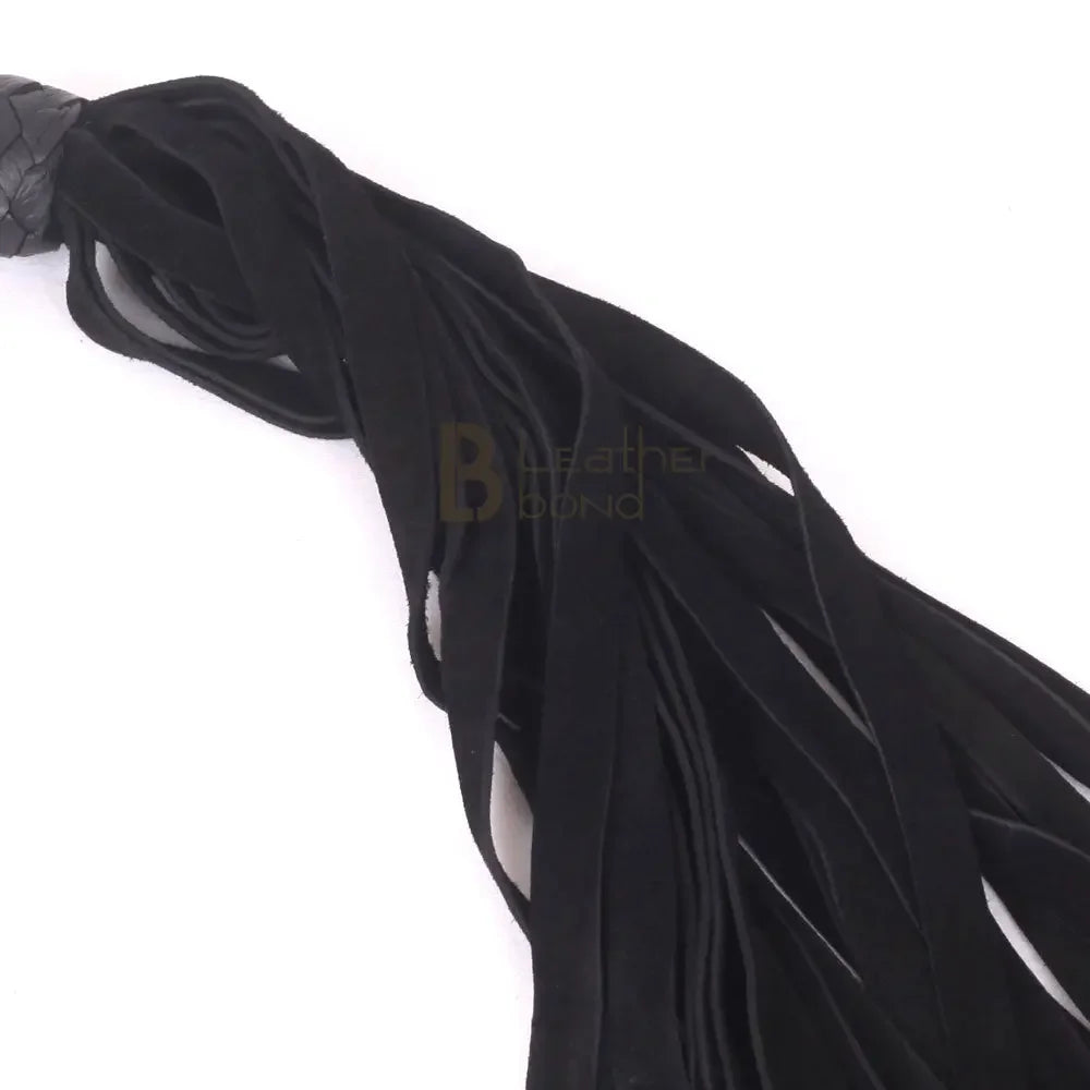 Real Genuine Cowhide Suede Leather Flogger 25 Falls Black Soft Suede Leather