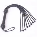 Real Genuine Cow Hide Leather Flogger Cat O Nine Braided Falls Sturdy Naughts 09 Falls Flogger Black
