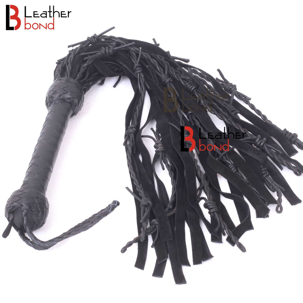 Real Cowhide Suede Leather Flogger Heavy Duty Thorny Falls | Handcrafted BDSM Sensation Flogger