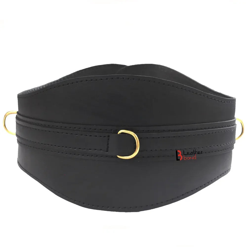 Premium Cowhide Leather Corset Waist Belt Fantasy D-Ring Bondage Belt | Black BDSM Waist Restraint