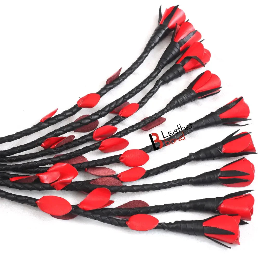 Real Genuine Cow Hide Leather Finger Flogger Cat 0 Nine Falls Black Heavy Duty Thuddy Flog whip Rose Flogger