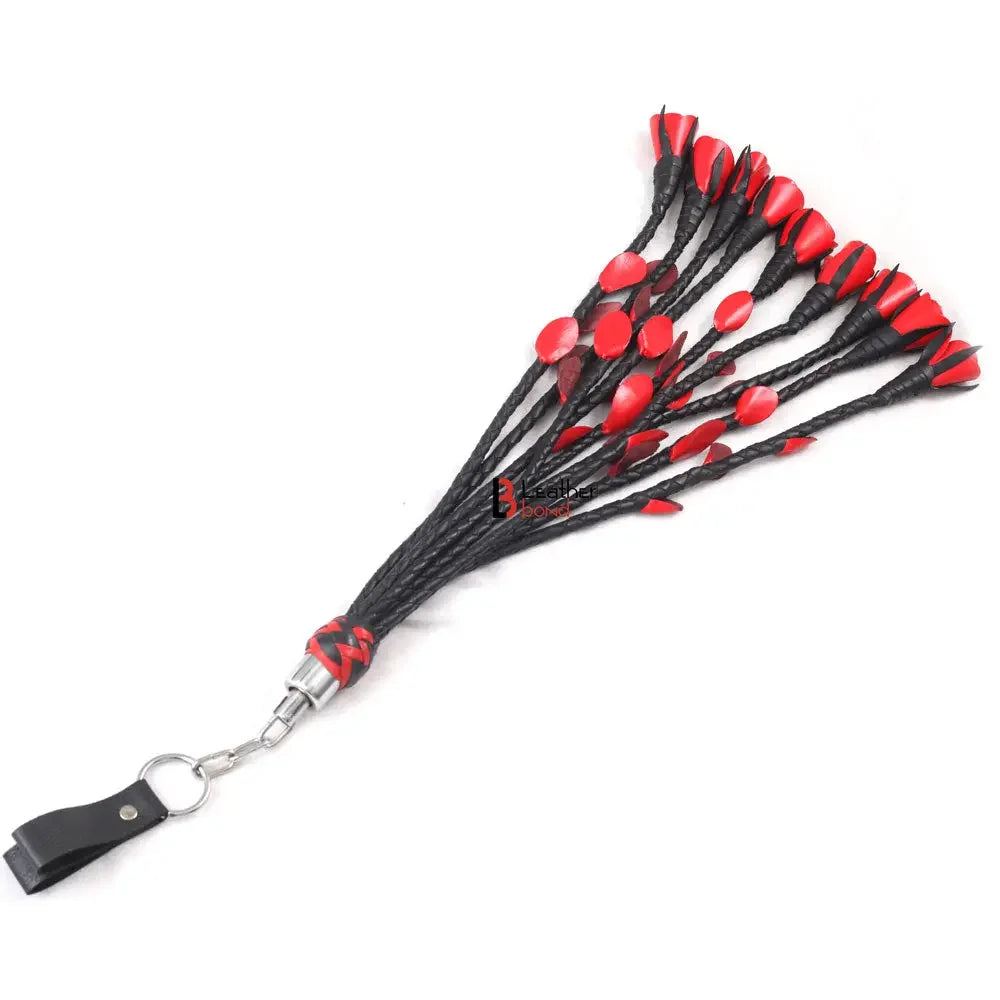 Real Genuine Cow Hide Leather Finger Flogger Cat 0 Nine Falls Black Heavy Duty Thuddy Flog whip Rose Flogger