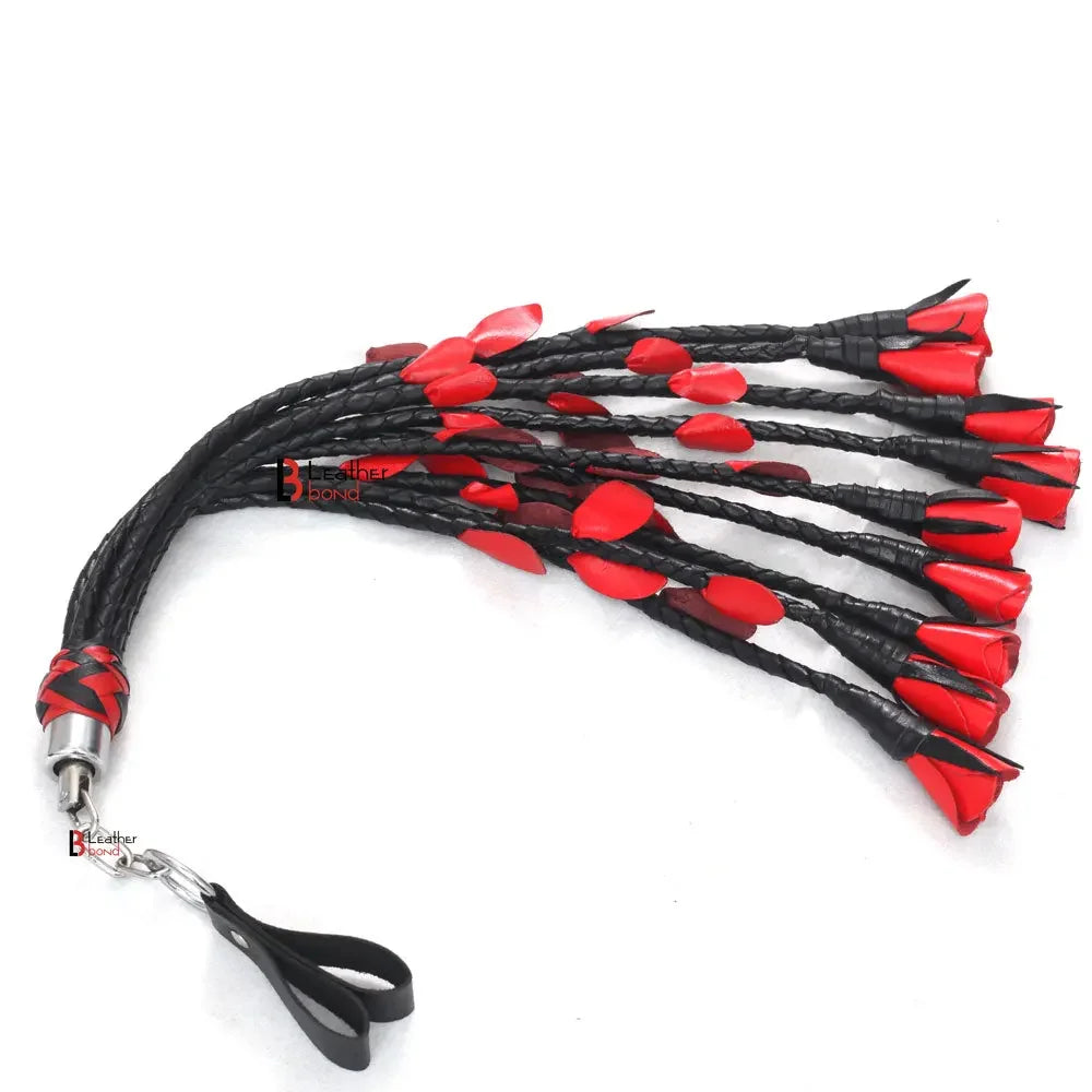 Real Genuine Cow Hide Leather Finger Flogger Cat 0 Nine Falls Black Heavy Duty Thuddy Flog whip Rose Flogger