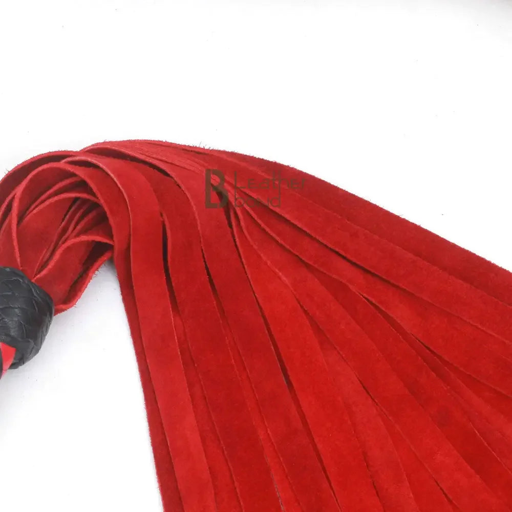 Real Genuine Cow Hide Suede Leather Flogger 25 Falls Red Heavy Duty Whip
