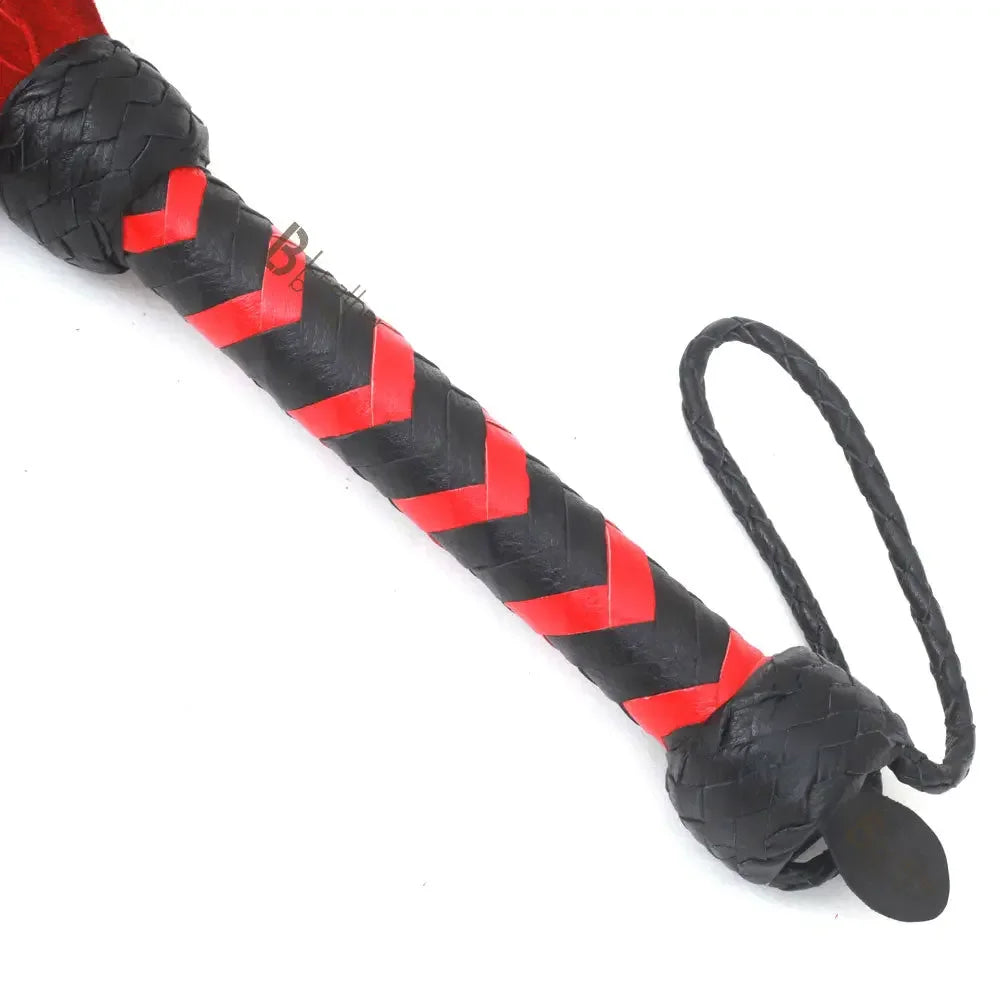 Real Genuine Cow Hide Suede Leather Flogger 25 Falls Red Heavy Duty Whip