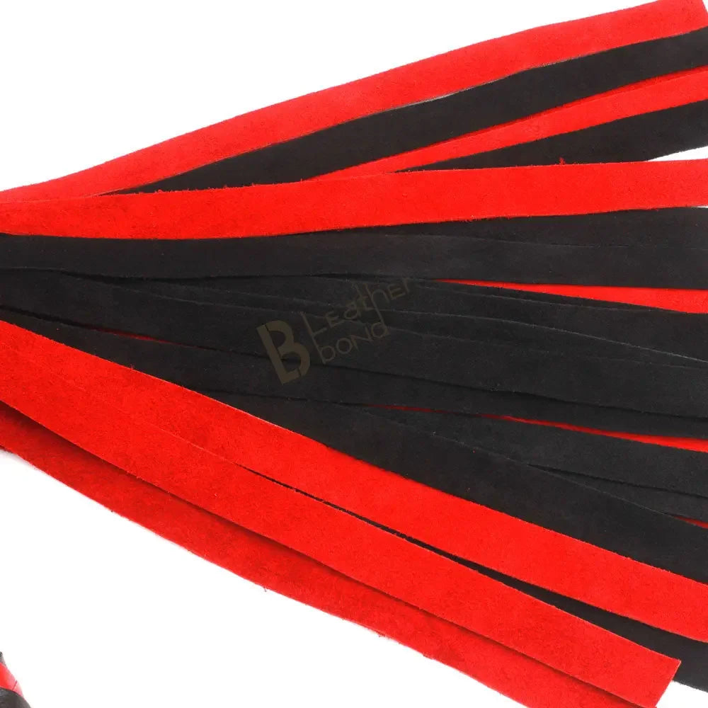 Real Genuine Cow Hide Suede Leather Flogger 25 Falls Red & Black Soft Suede Leather