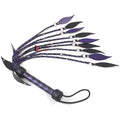 Real Leather Flogger Bull Hide Leather Flogger whip 09 Braided Falls Cat-o-nine Tails Steel Studs Purple Black