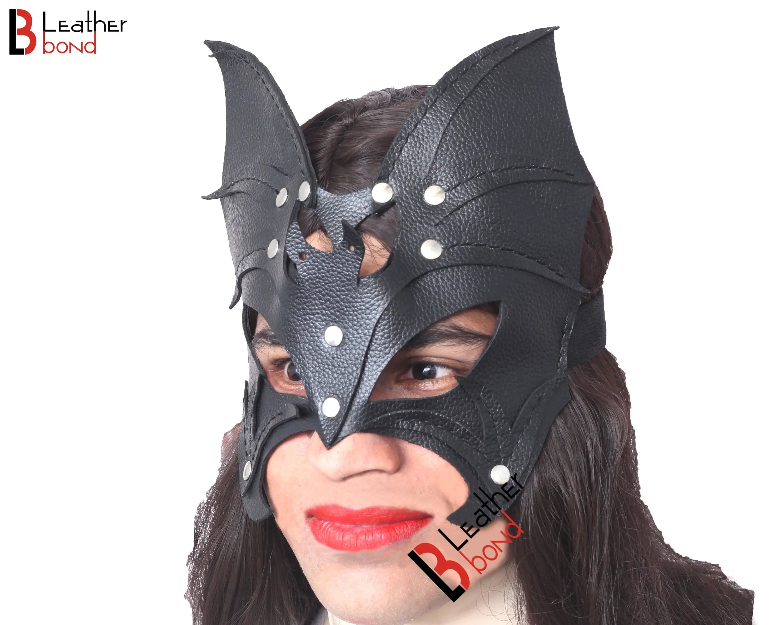 Genuine Cowhide Leather Batwoman Mask Halloween Mask, BDSM Fetish & Masquerade Party Mask | Handmade