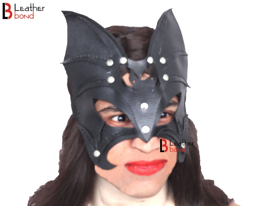 Genuine Cowhide Leather Batwoman Mask Halloween Mask, BDSM Fetish & Masquerade Party Mask | Handmade