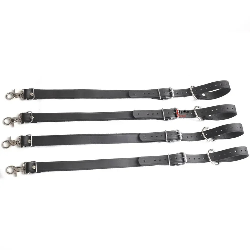 4-Piece Real Cowhide Leather Bed Restraint Straps BDSM Gear & Bondage Restraints with Connectors