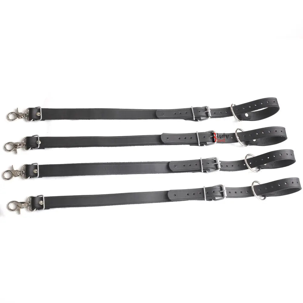 4-Piece Cowhide Leather Bed Restraint Straps 70" BDSM Gear & Bondage Restraints Set