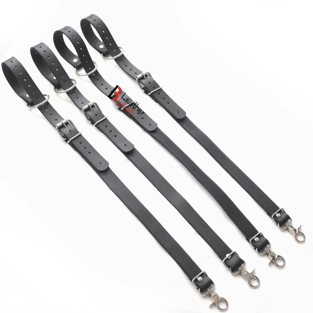 4-Piece Cowhide Leather Bed Restraint Straps 70" BDSM Gear & Bondage Restraints Set
