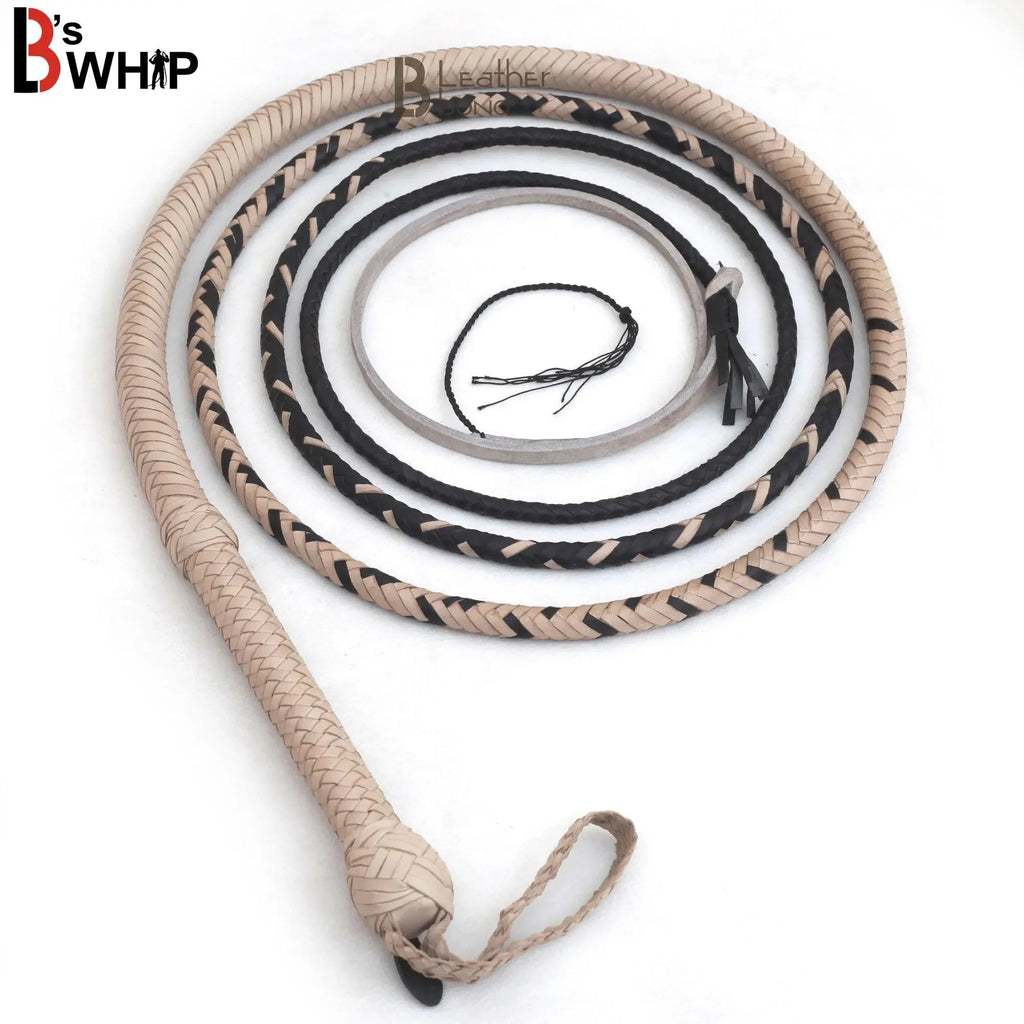 Indiana Jones Kangaroo Hide Bull Whip 16 Strands with Leather Plaited Bellies | 6 to 16 Feet