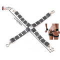 Four-Way Swivel Snap Bondage Hogtie Connector Genuine Leather Straps | 17 Inches