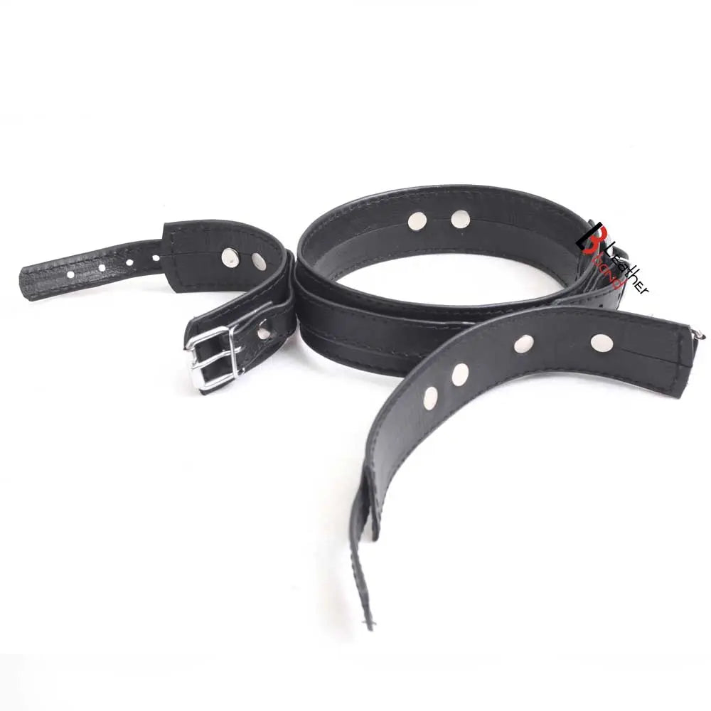 Frog-Tie Restraint Set Leather Ankle Cuffs, Thigh & Wrist BDSM Cosplay Bondage Toy