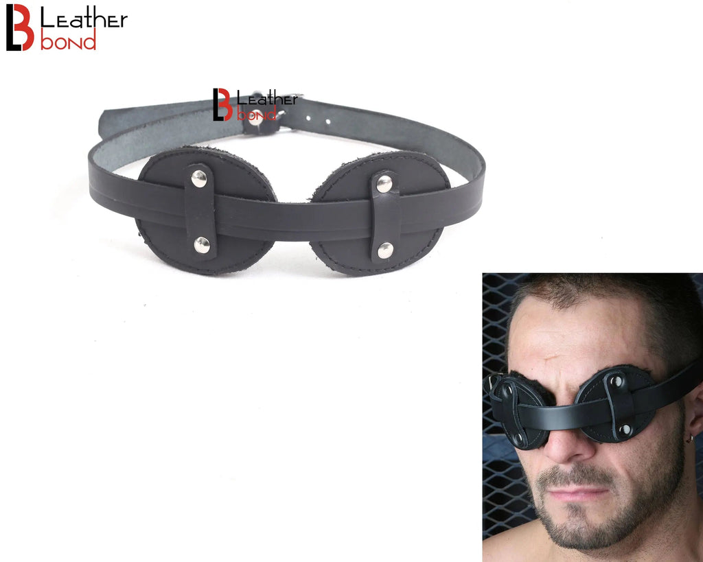 Aviator Style Real Cowhide Leather & Fur Lined Blindfold Best Bondage Blindfolds for BDSM Play & Restraint