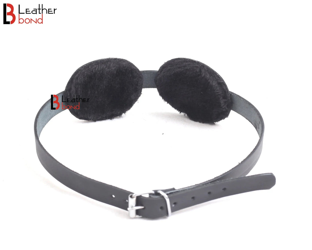 Aviator Style Real Cowhide Leather & Fur Lined Blindfold Best Bondage Blindfolds for BDSM Play & Restraint