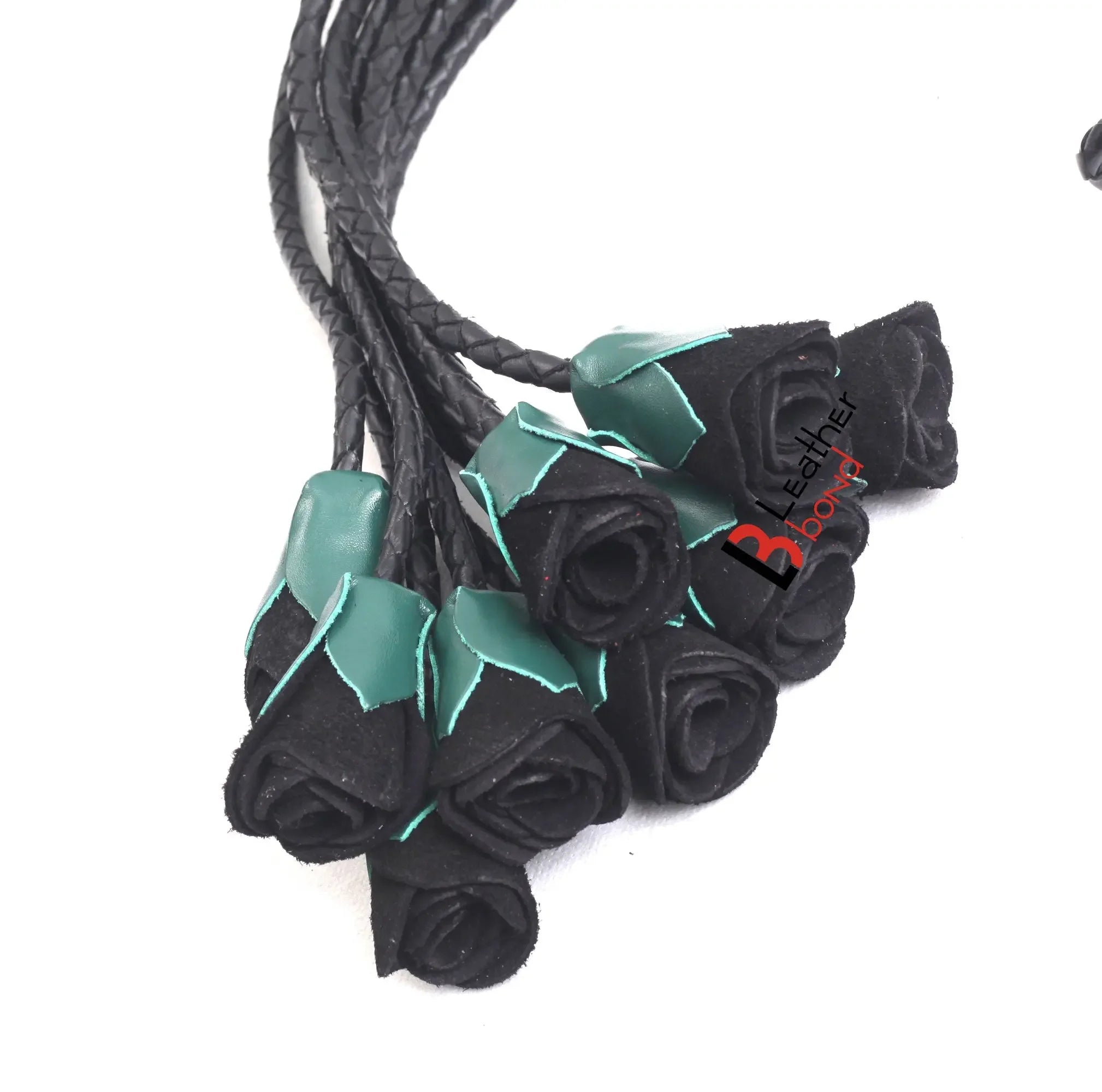 Real Cowhide Leather Cat-o-Nine Tails Flogger 9 Braided Rose Falls | Red, Purple and Black BDSM Whip