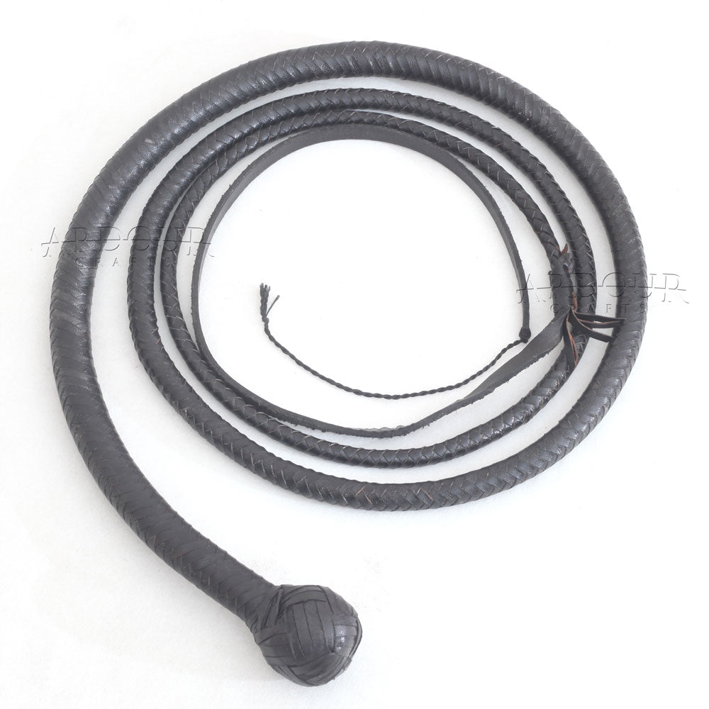 Kangaroo Hide Leather Snake Whip | Shot Loaded | 4, 5, 6 and 8 Feet | 12 Strands Black – Leather Bond