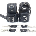 Wrist and Ankle Cuffs Cowhide Leather Restraint Set Black Heavy Duty Professional BDSM Gear Kinky Sensual Hand Cuffs
