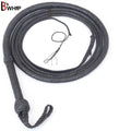 Bull Whip 6, 8, 10, 12, 14 & 16 Feet long 16 Strands Kangaroo Hide Leather Equestrian Bullwhip Leather Belly and Bolster Inside, Indiana Jones Black