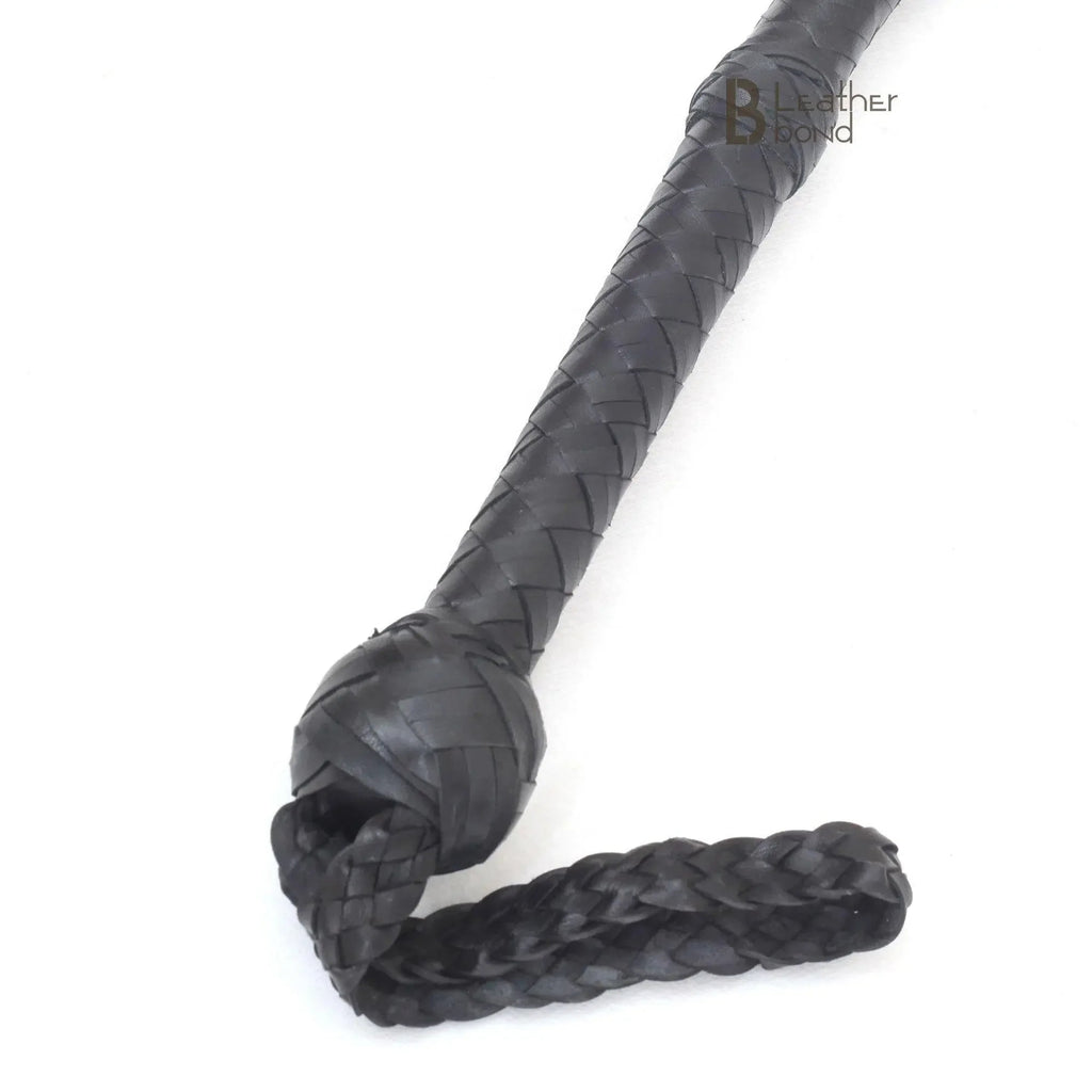 Bull Whip 6, 8, 10, 12, 14 & 16 Feet long 16 Strands Kangaroo Hide Leather Equestrian Bullwhip Leather Belly and Bolster Inside, Indiana Jones Black