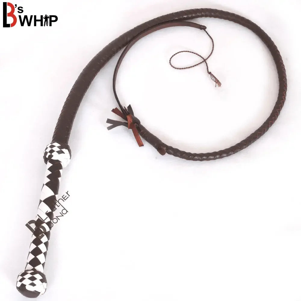 Indiana Jones Style 4 Foot 8 Plait Dark Brown Leather Bullwhip Real Cowhide Leather Bull Whip