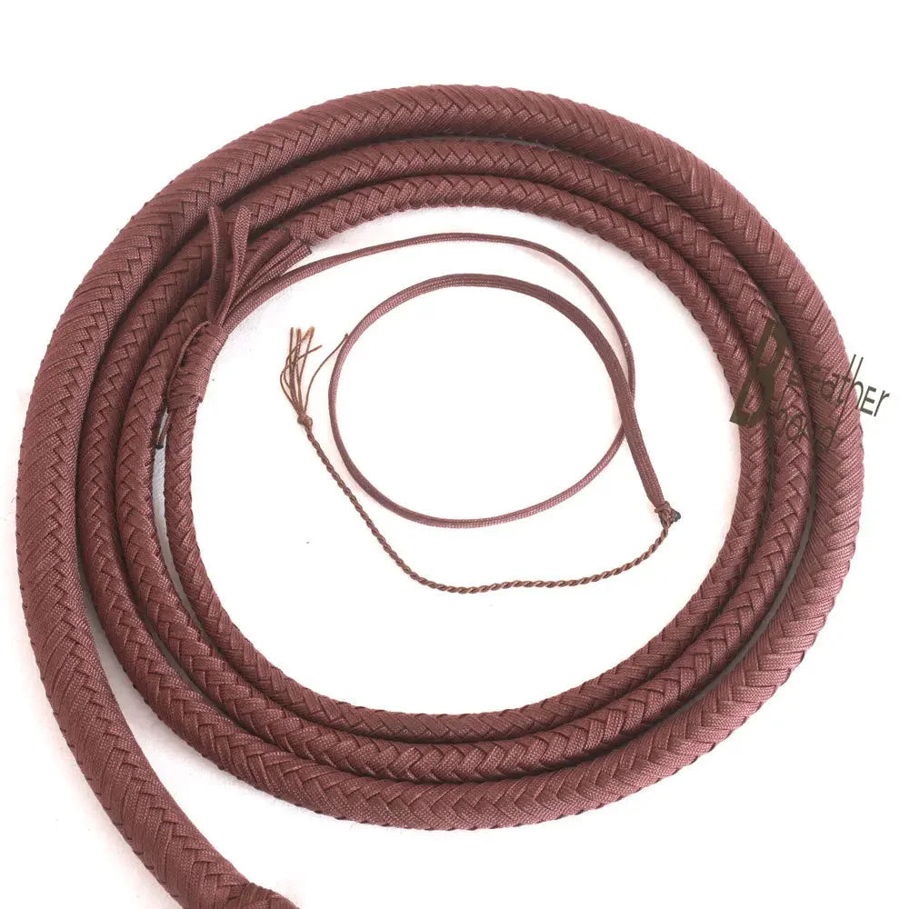 Indiana Jones Style Whip 06, 08, 10, 12, 14 and  16 Feet 12 Strands Bullwhip Para Cord Nylon Bull Whip Brown