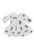JMU White Duke Dog 3/4 Sleeve Twirl Bodysuit