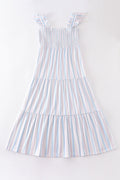 Crab french knot stripe smocked dress