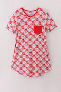 Red santa claus print bamboo mom gown