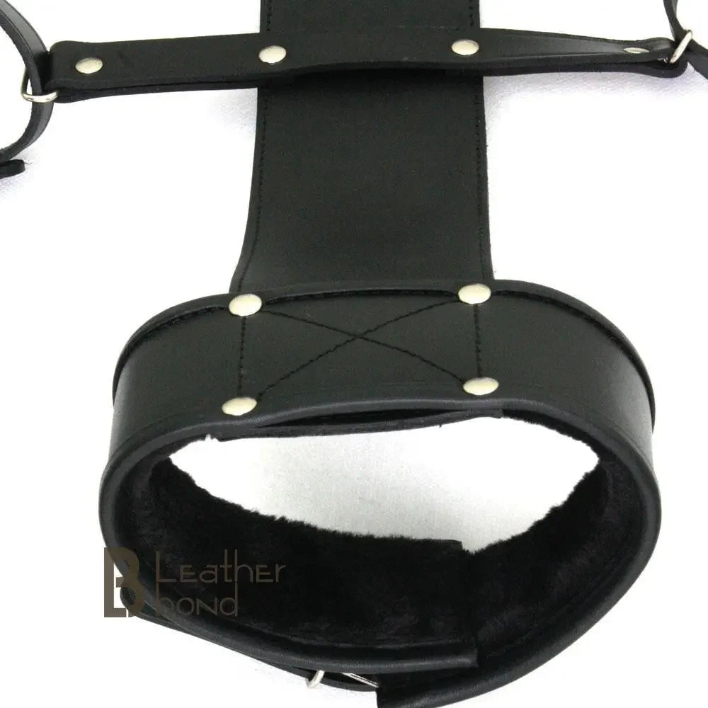 100% Genuine Leather Neck Collar & Wrist Cuffs Bondage BDSM Back Slave Restraint Set