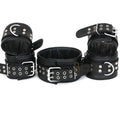Real Top Grain Leather Ankle Cuffs, Wrist Cuffs & Neck Collar 5-Piece Restraint Set | Black