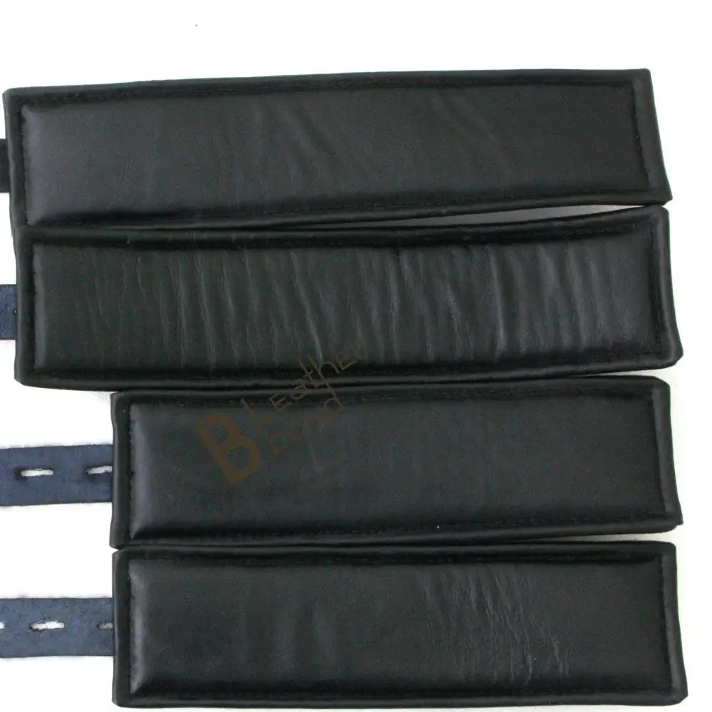 Real Cow Leather Wrist & Ankle Cuffs Set Restraint Bondage Lockable Set Black 4 Piece Padded Cuffs Hogtie included