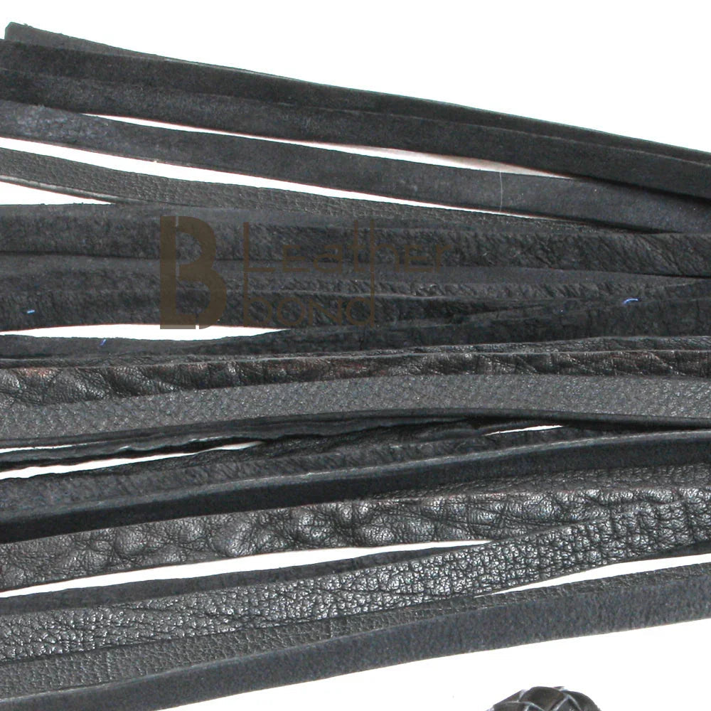 Black Leather Flogger 25 Falls Heavy Duty Thuddy BDSM Whip | Handcrafted Impact Flogger