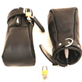 Real Cowhide Leather Fist Mitts Lockable Restraint Bondage Paw Gloves | Black, Red & Purple