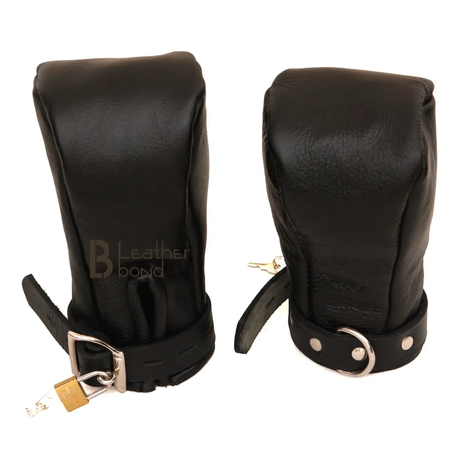 Real Cowhide Leather Fist Mitts Lockable Restraint Bondage Paw Gloves | Black, Red & Purple