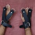 Real Strong Leather Suspension Bondage Cuffs 2-Piece Heavy Duty Fur-Lined Wrist Set | Black