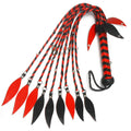 Real Leather Flogger Bull Hide Leather Flogger whip 09 Braided Falls Cat-o-nine Tails Steel Studs Red Black