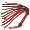Real Cowhide Leather Flogger 12 Braided Falls Heavy Duty | Red & Black Whip