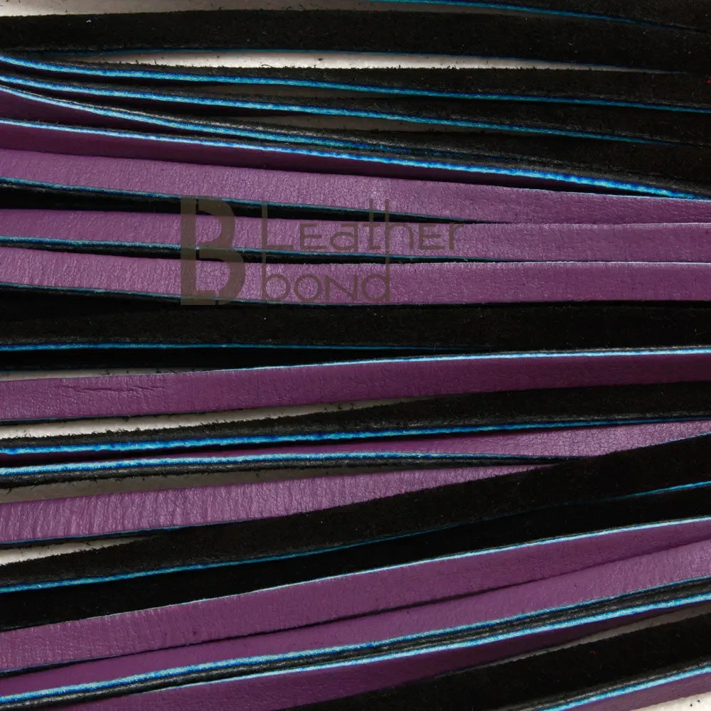 Real Genuine Cow Hide Leather Flogger / Whip 25 Falls Purple & Black Heavy Duty Flogger