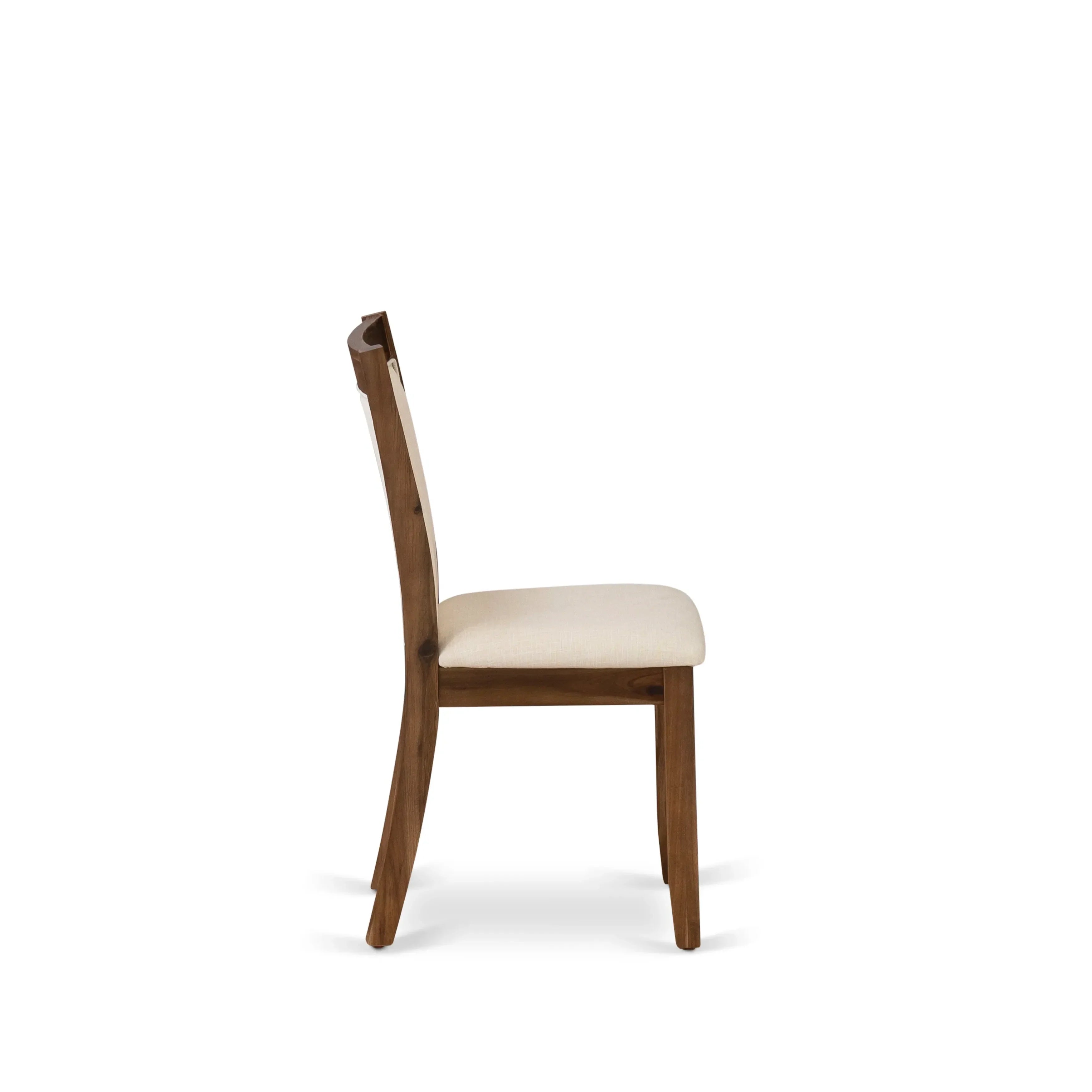 EAST WEST FURNITURE - CNMZ5-N7-32 - 5-Piece Dinner Table Set - A Mid Century Dining Table and 4 Light Beige Linen Fabric Padded Wood Dining Chairs with Stylish High Back – (Distressed Jacobean Finish)