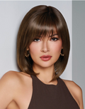 Raquel Welch Sheer Luxury Collection, Straight to Camera Shoulder-Length Layered Wig with Feather Lite Fiber Luxlite Cap Ll, Average, RL8/12SS Iced Mocha