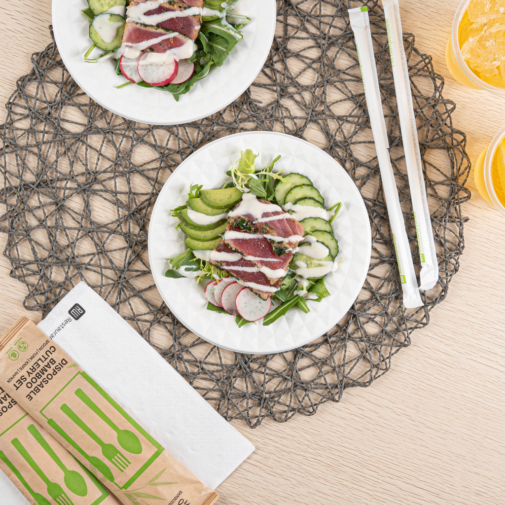 Pulp Safe No PFAS Added Round White Sugarcane / Bagasse Plate - Home Compostable, with Diamond Rim - 7" x 7" x 1/2" - 25 count box