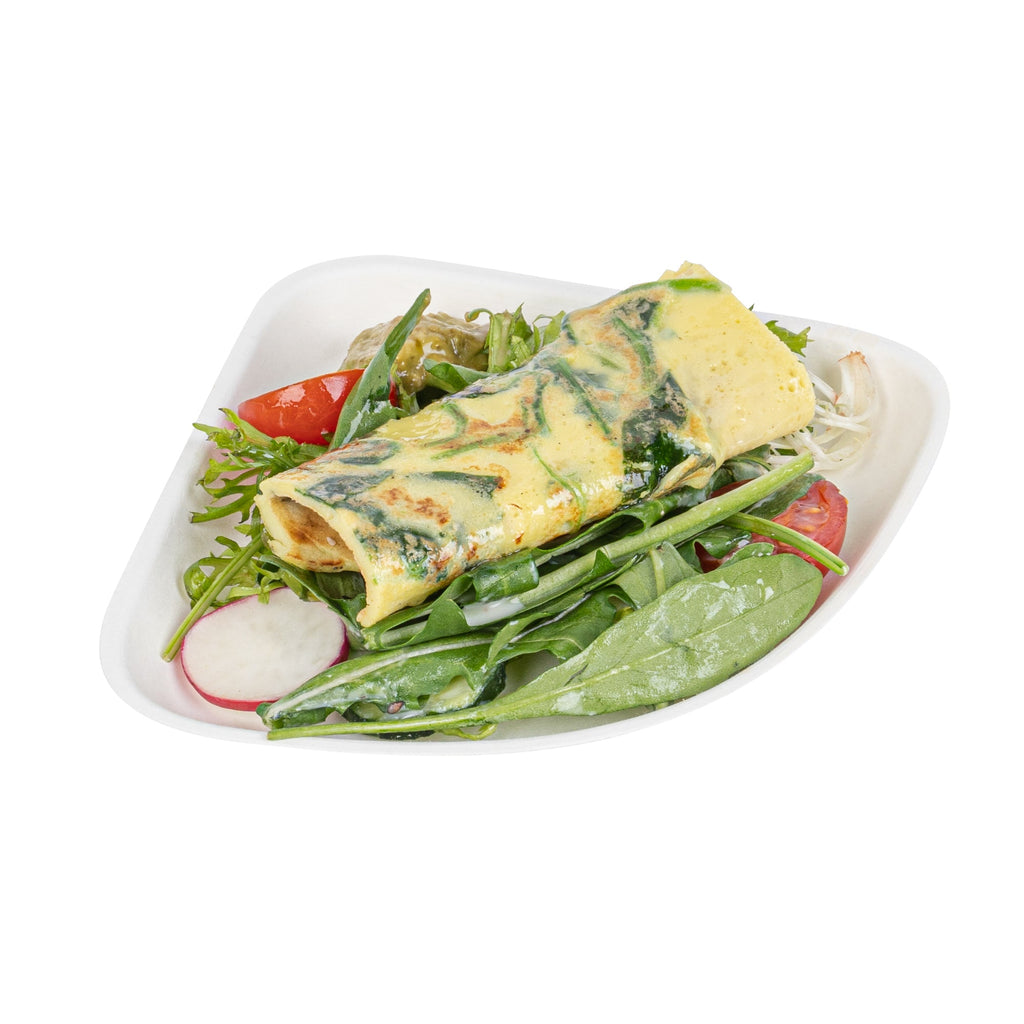 Pulp Safe Modular No PFAS Added White Sugarcane / Bagasse Plate - Home Compostable - 5 1/4" x 5 1/4" x 1/2" - 25 count box