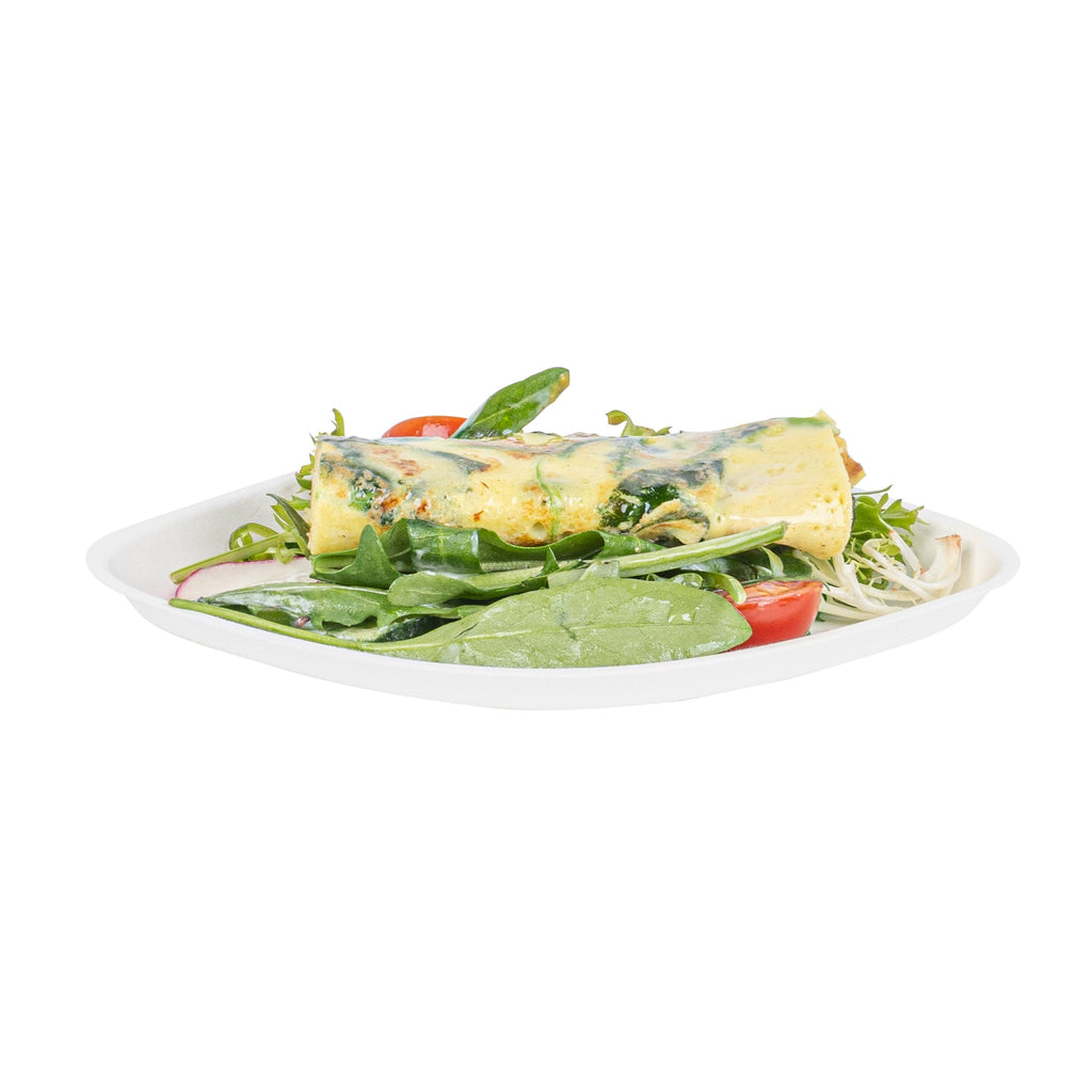 Pulp Safe Modular No PFAS Added White Sugarcane / Bagasse Plate - Home Compostable - 5 1/4" x 5 1/4" x 1/2" - 25 count box