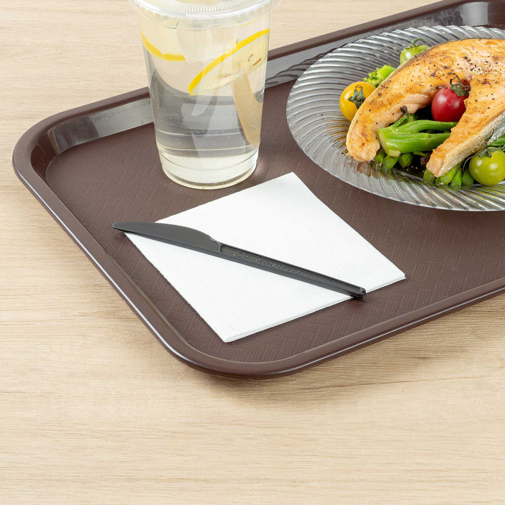 Basic Nature Black CPLA Plastic Knife - Heat-Resistant, Compostable - 6 1/2" x 1/2" - 50 count box