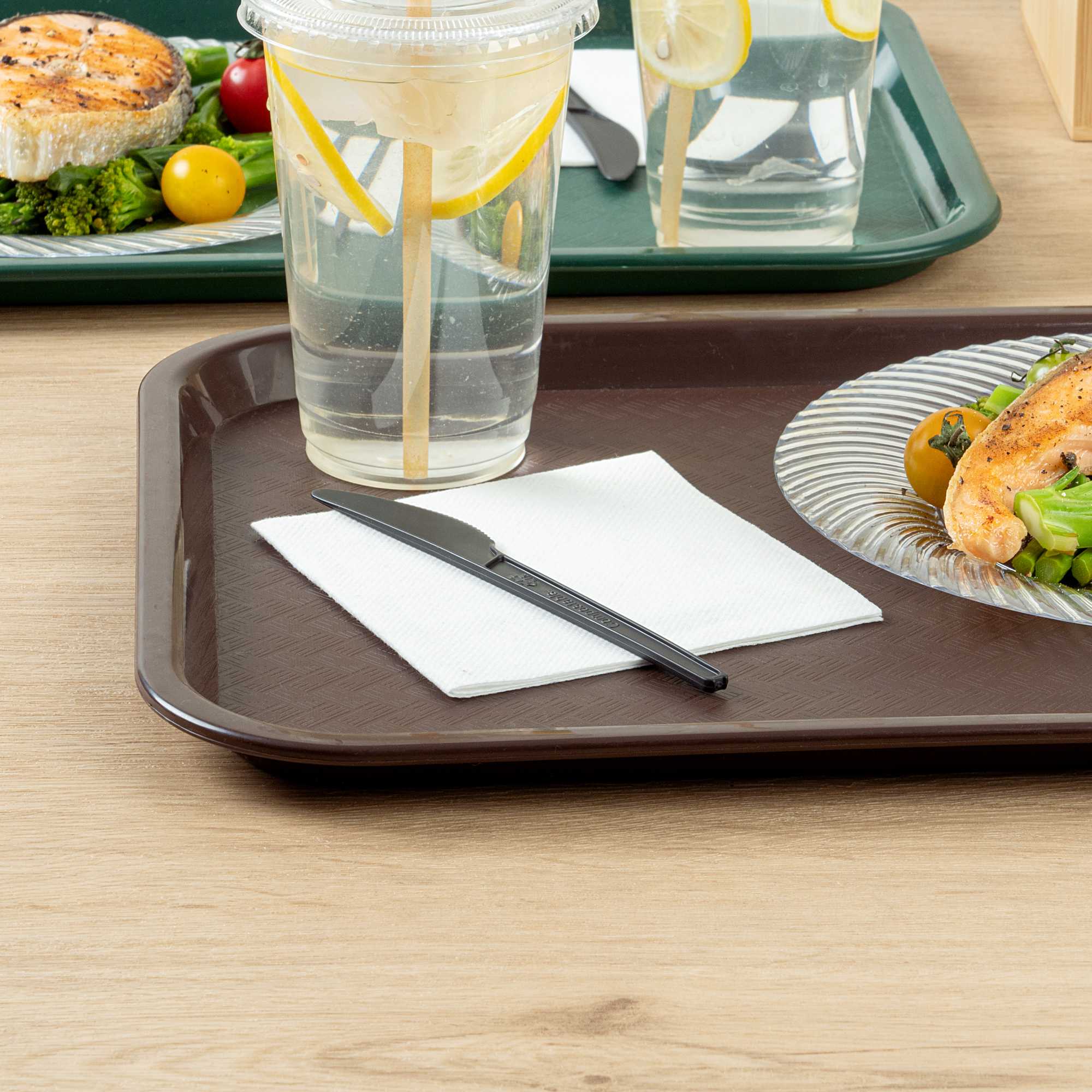 Basic Nature Black CPLA Plastic Knife - Heat-Resistant, Compostable - 6 1/2" x 1/2" - 50 count box