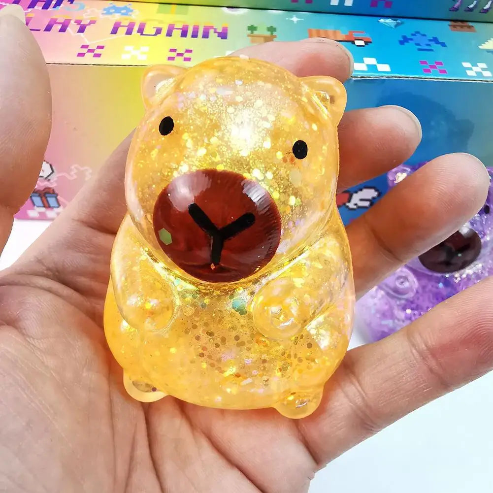 Cartoon Capybara Decompression Toy | Soft Glitter Gummy Fidget for Stress Relief